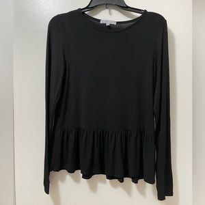 Black, long sleeve peplum shirt